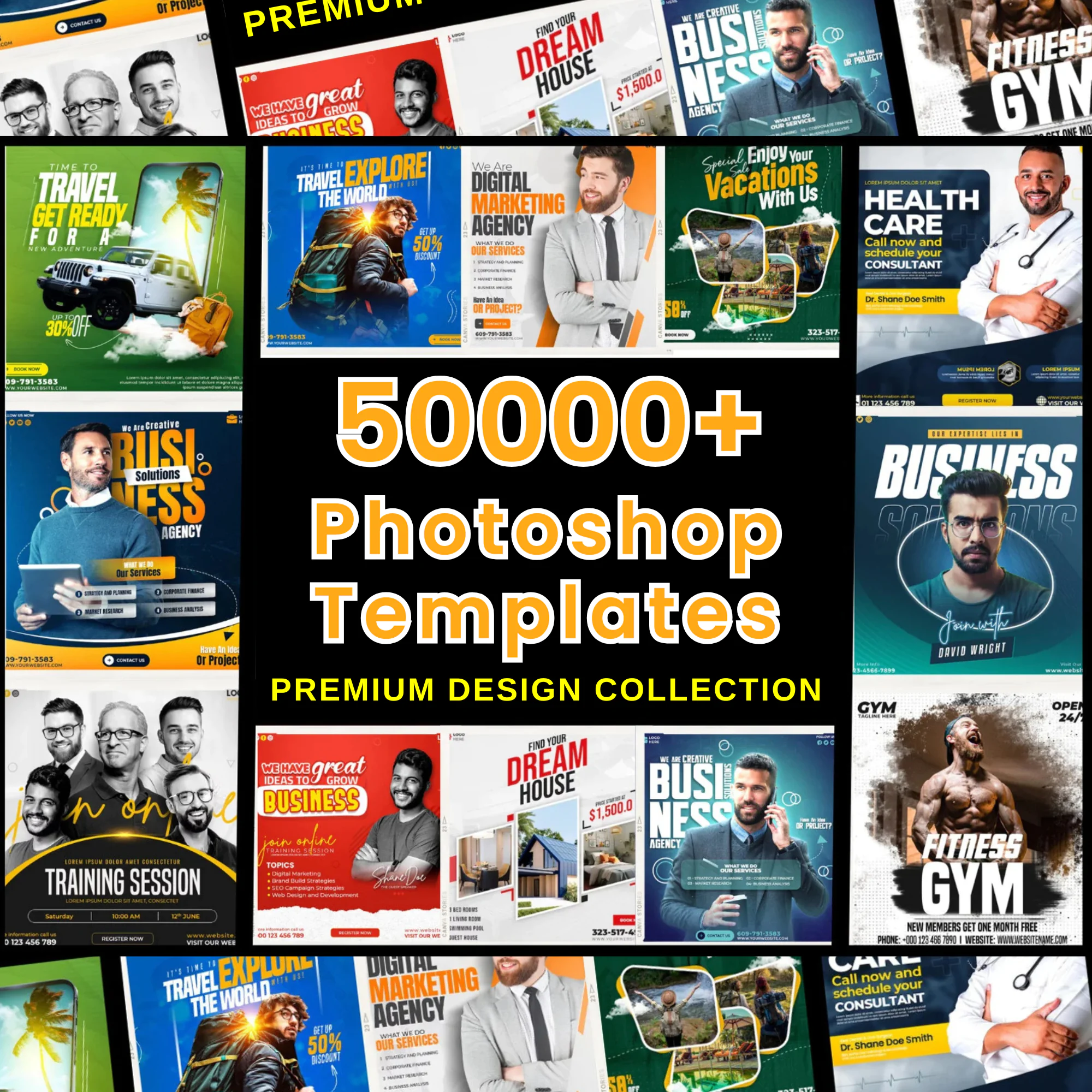 50000+ Premium Photoshop Templates Mega Bundle – Social Media, Business, Flyers, Cards and More